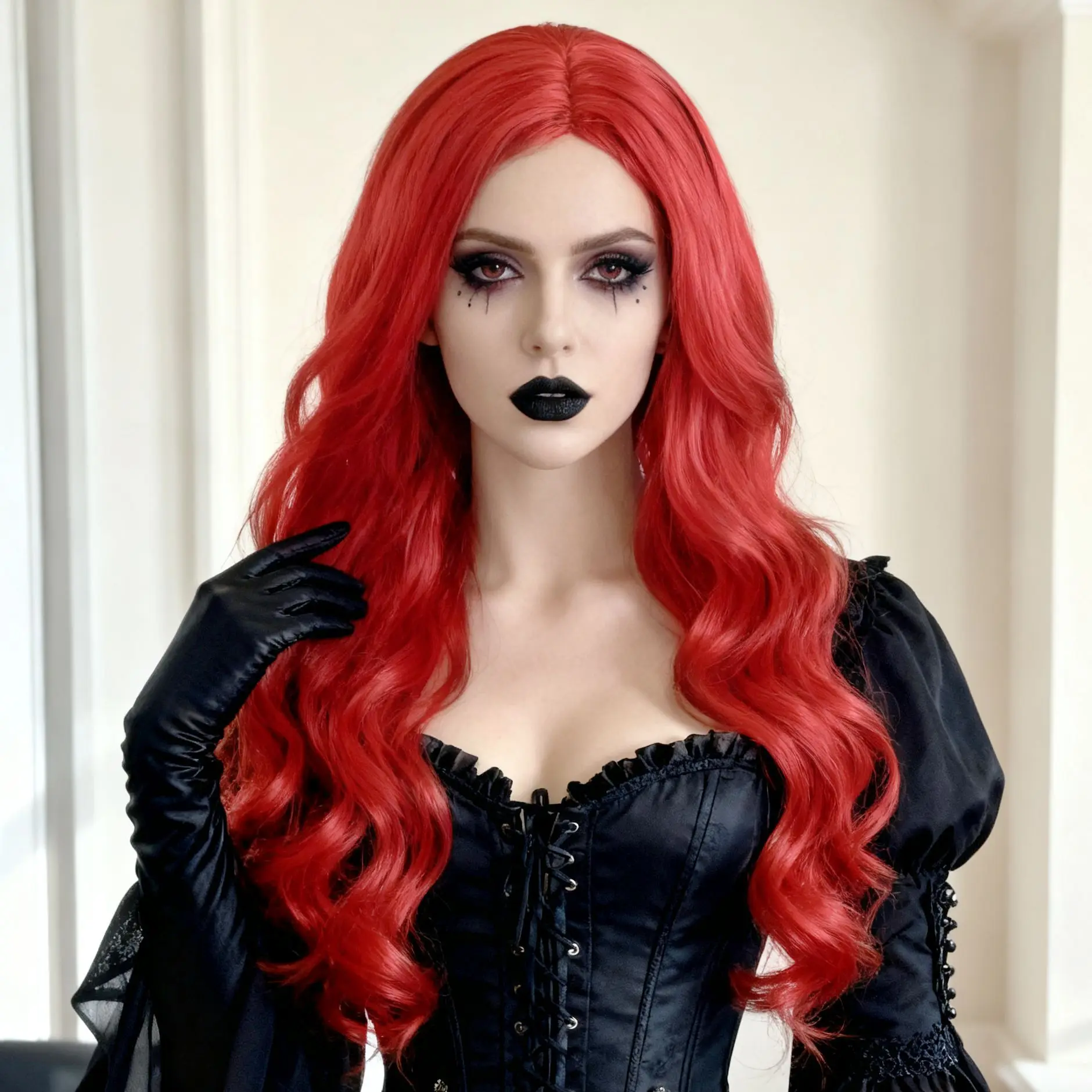 Weiße Kunsthaarperücke – Halloween-Frisur, Gothic-Mädchen-Cosplay-Perücke für Rollenspiele – für den täglichen Gebrauch – Perücke aus hitzebeständigem Kunsthaar. – Detail 7