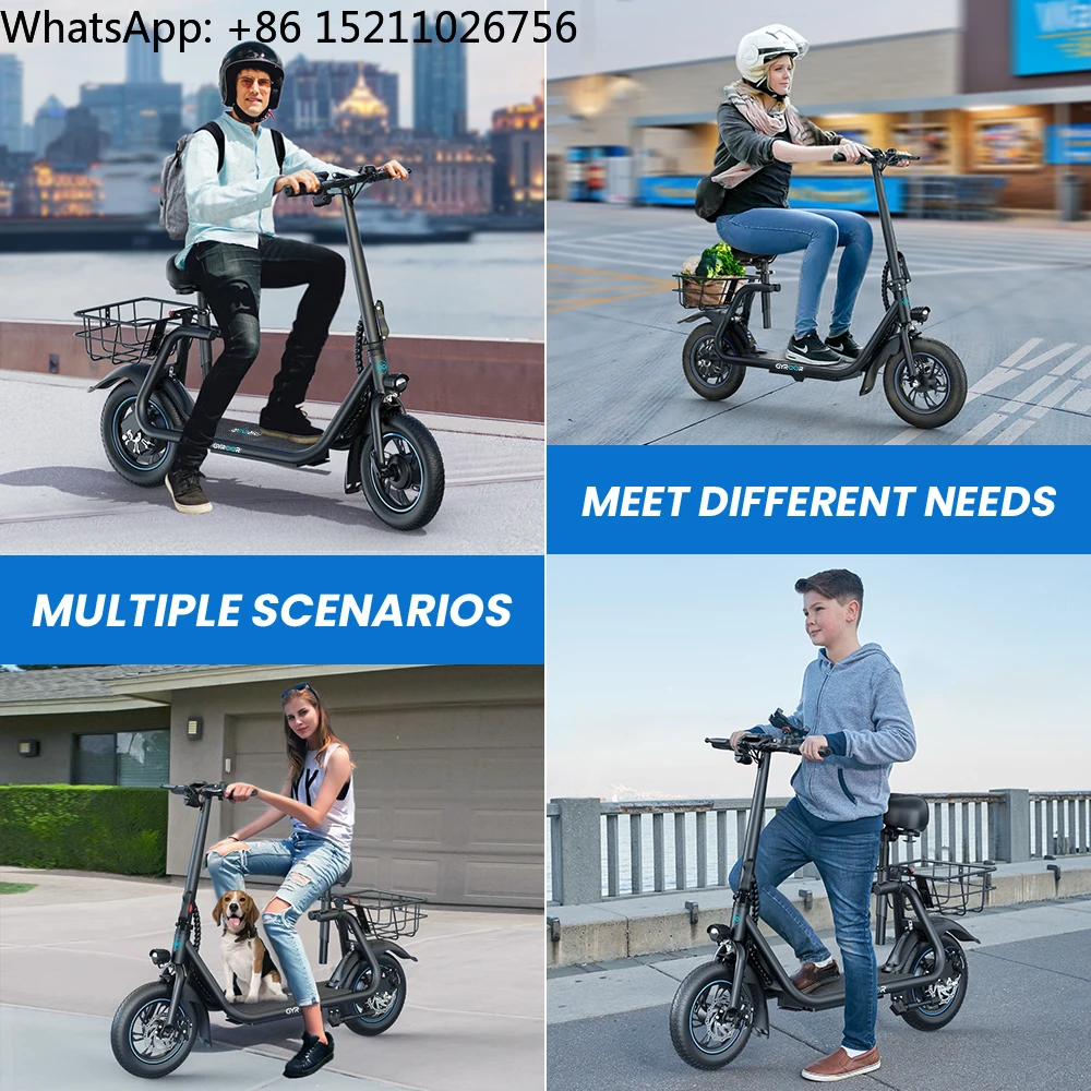 Gyroor Adult 12 pollici Ebike 450w Bici elettrica pieghevole Bici da città elettrica impermeabile Biciclette elettriche urbane