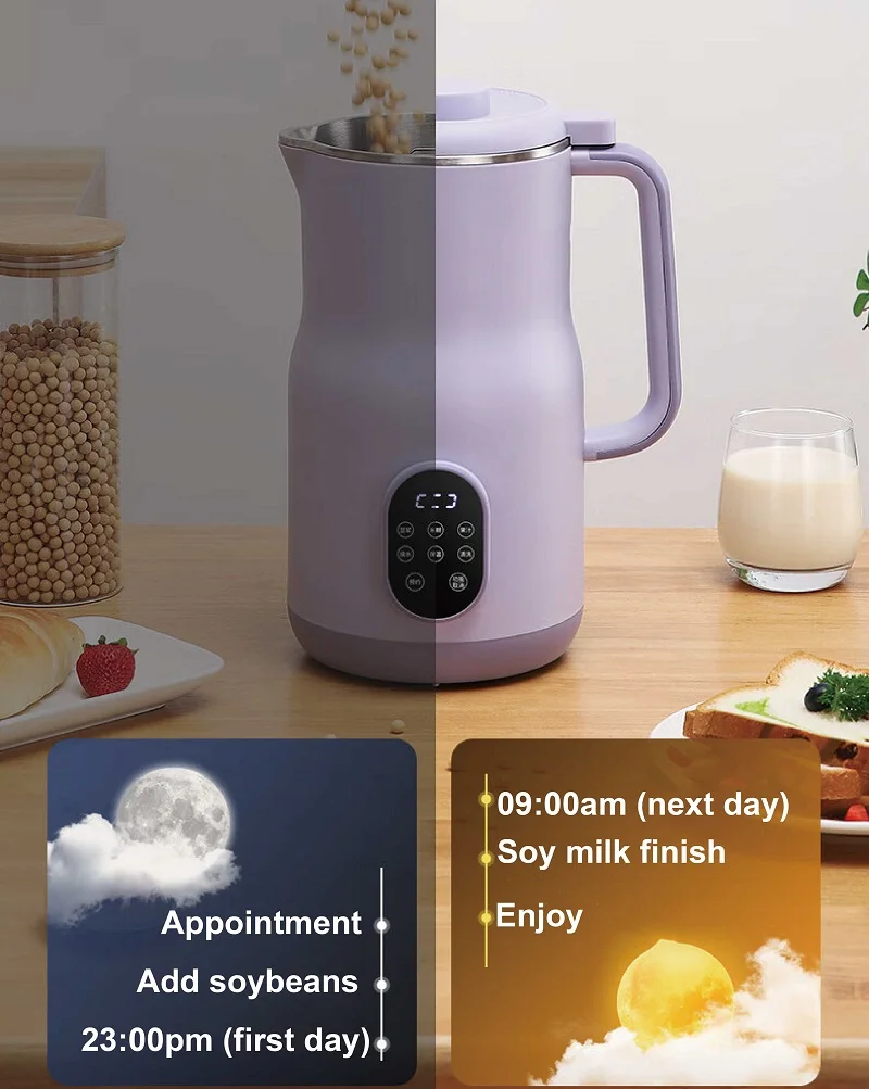 2LFilter-free Soy Milk Machine Electric Juicer 304 Stainless Steel Appointment Wall Breaking Machine Auto Heating Cooking Maker