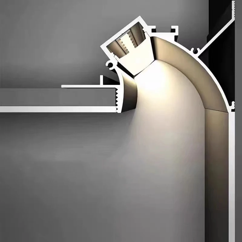 Embedded Trimless 1m LED Aluminum Profile Top Corner Light Hidden Drywall Plaster Board Backlight Ceiling Gypsum Linear Lamp