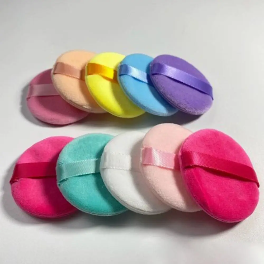 5pcs Heart/Round Shaped Washable Sector Finger Cushions Multicolors Reusable Air Cushion Powder Puff Velvet Wet Dry Used