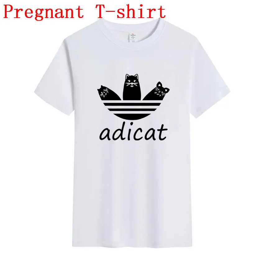 

Creative Adicat Print Pregnant Womens T-shirt Short Sleeve Funny T-shirt Summer Maternity Tops Pregnancy Tee Cartoon Cat