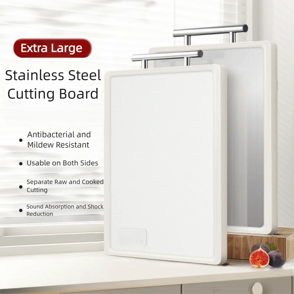 

Антибактериальная двусторонняя разделочная доска из нержавеющей стали с защитой от скольжения и плесени, многофункциональная, для измельчения