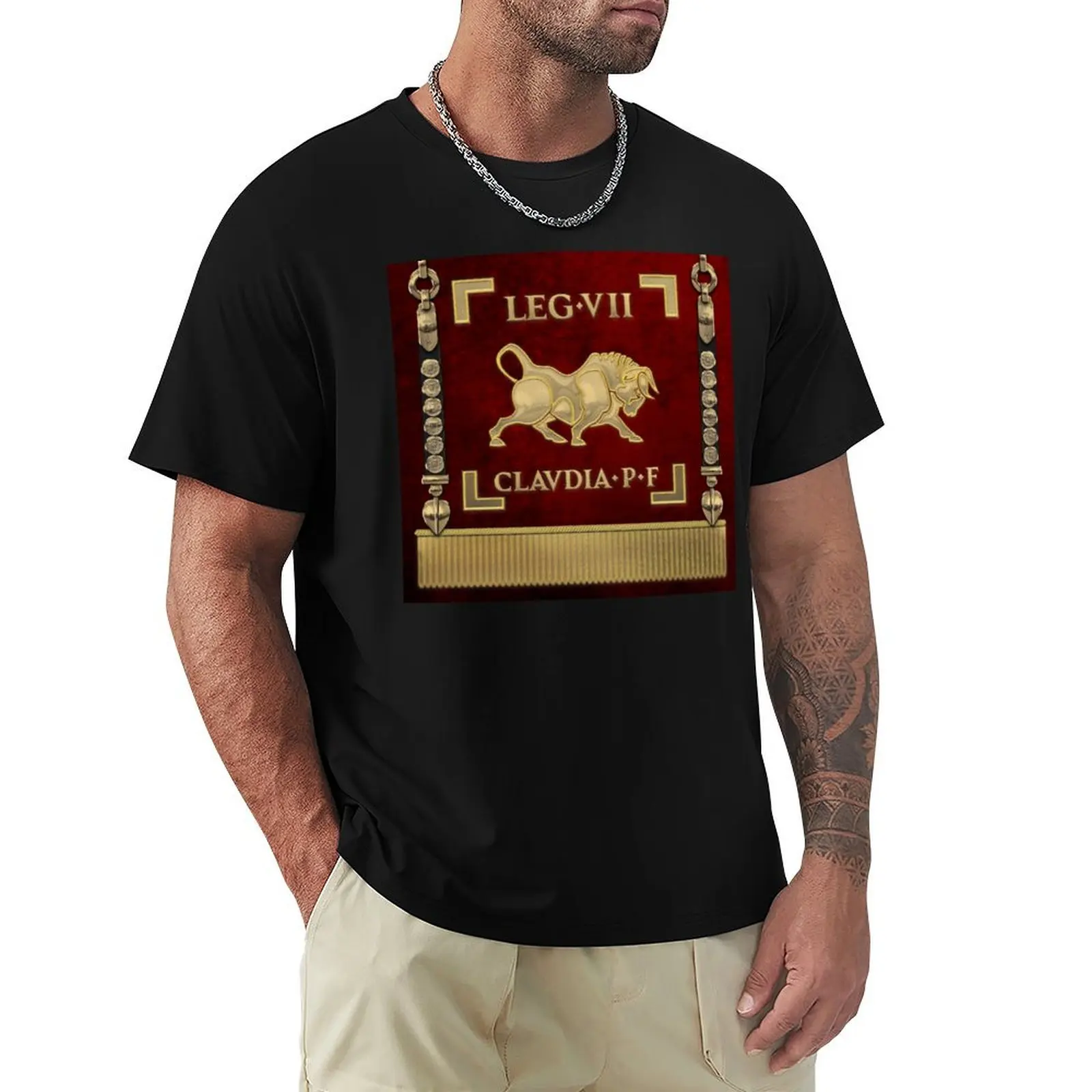 Standard of the Claudius' Seventh Legion - Vexillum of Legio VII Claudia Pia Fidelis T-Shirt Festival Party Tee Top