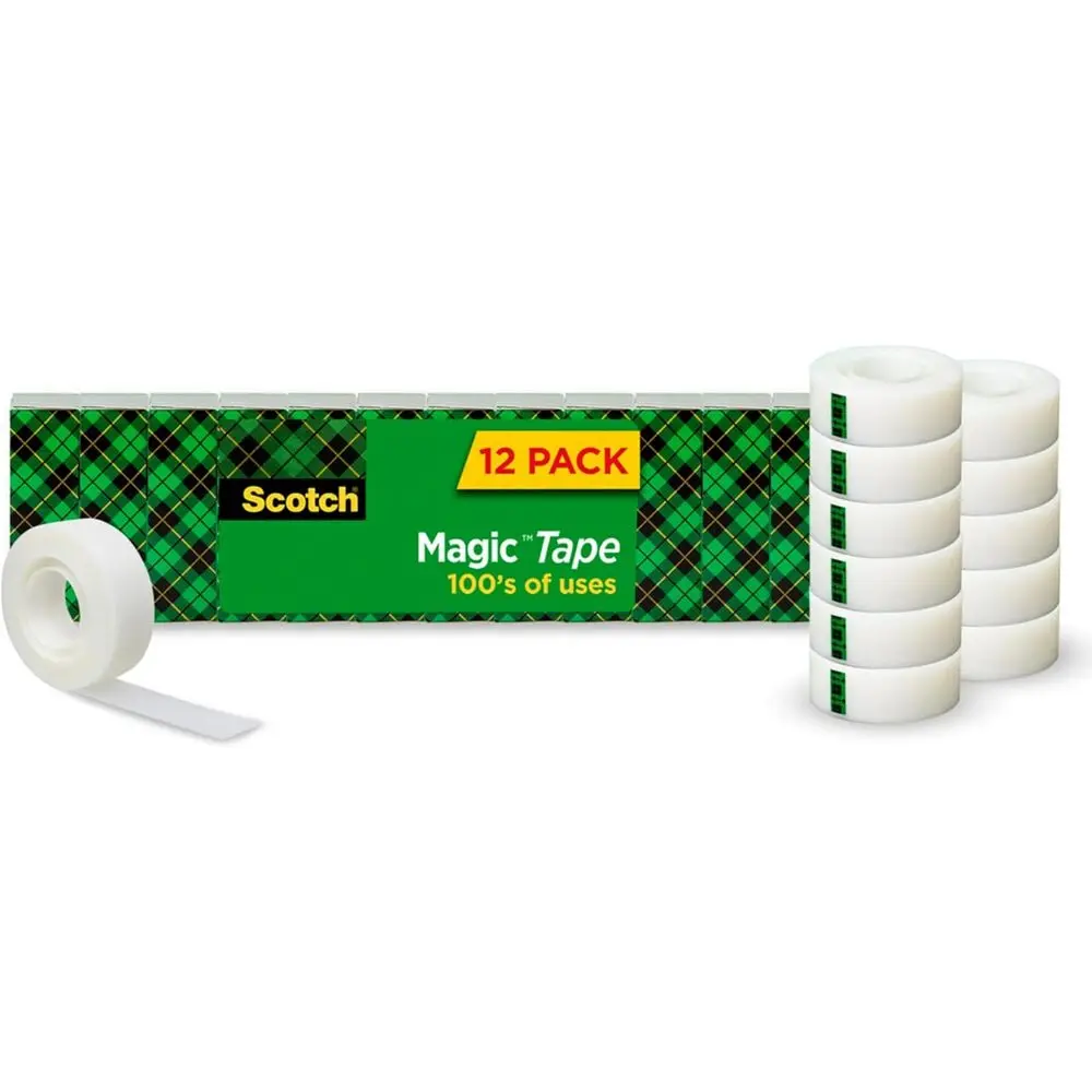 Clear Adhesive Tape, 12 Packs for Home, Office, School, and College Use