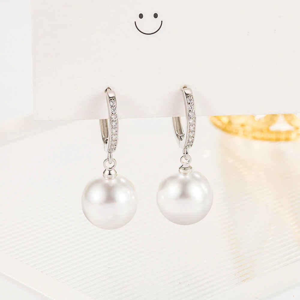 Fanqieliu 925 Silver Needle New Women\'s Crystal Jewelry Pearl Drop Earrings FQL23584