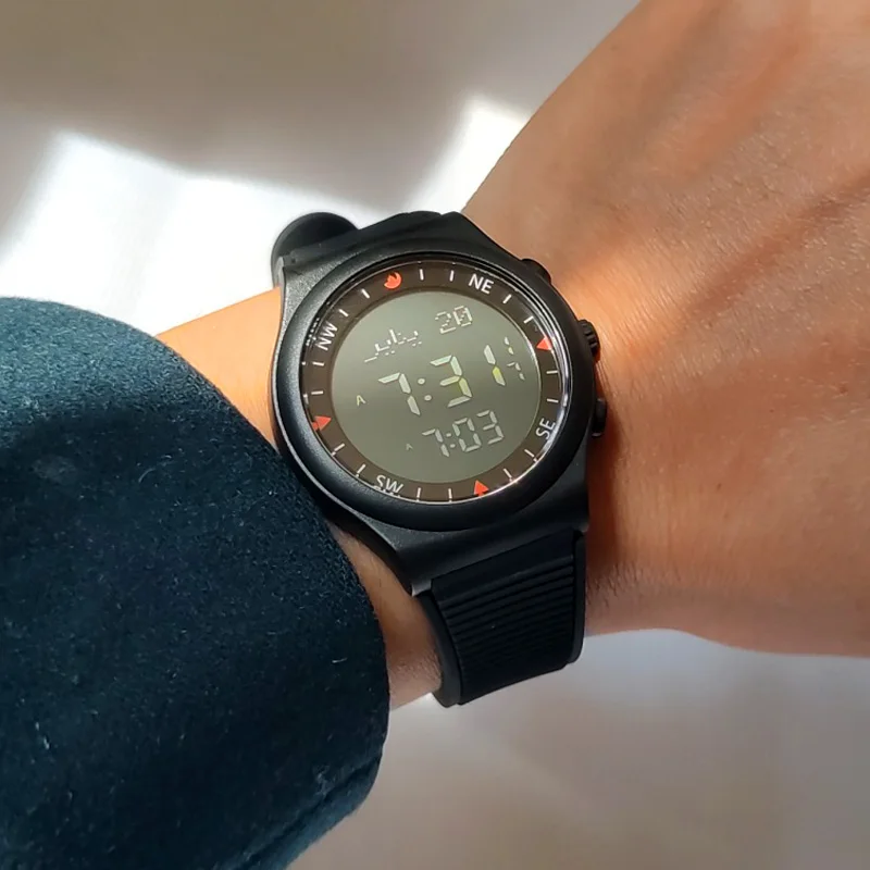 Azan Watch for Muslim Prayer Sporting Wristwatch Call Praying Waterproof English Arabic Language Ramadan Gift for Young and Kids