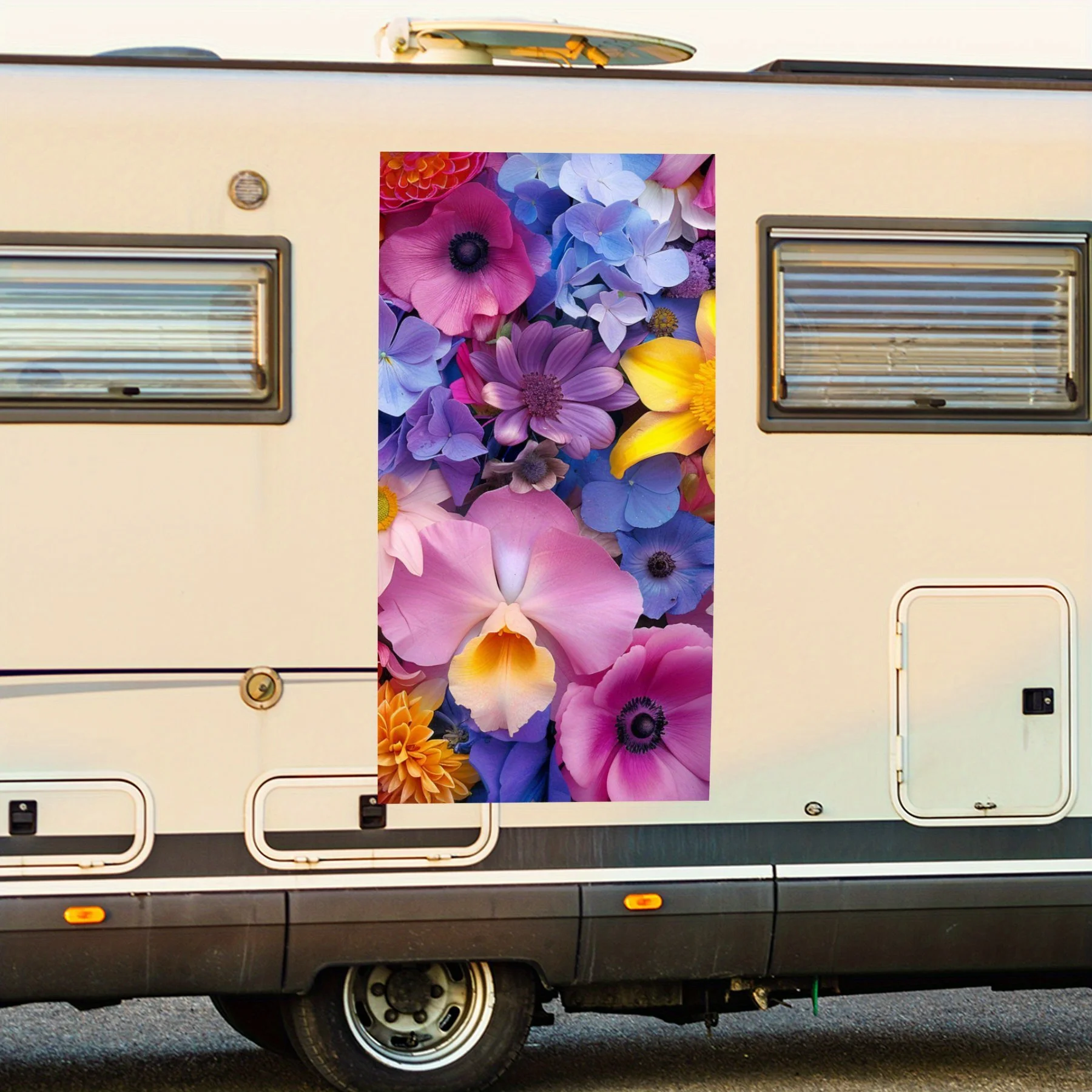 

Красочная автомобильная наклейка с цветочным принтом, виниловая наклейка на сторону моторики дома, водонепроницаемая самоклеящаяся виниловая наклейка на сторону