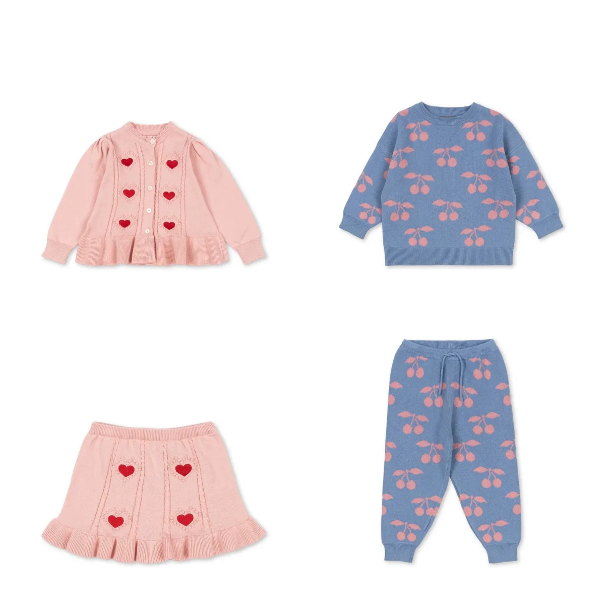 

Кардиган для девочек, осень-зима 202, вязаный свитер в стиле ретро с вишневым дизайном для девочек, элегантная вязаная куртка для маленьких девочек, удобный костюм