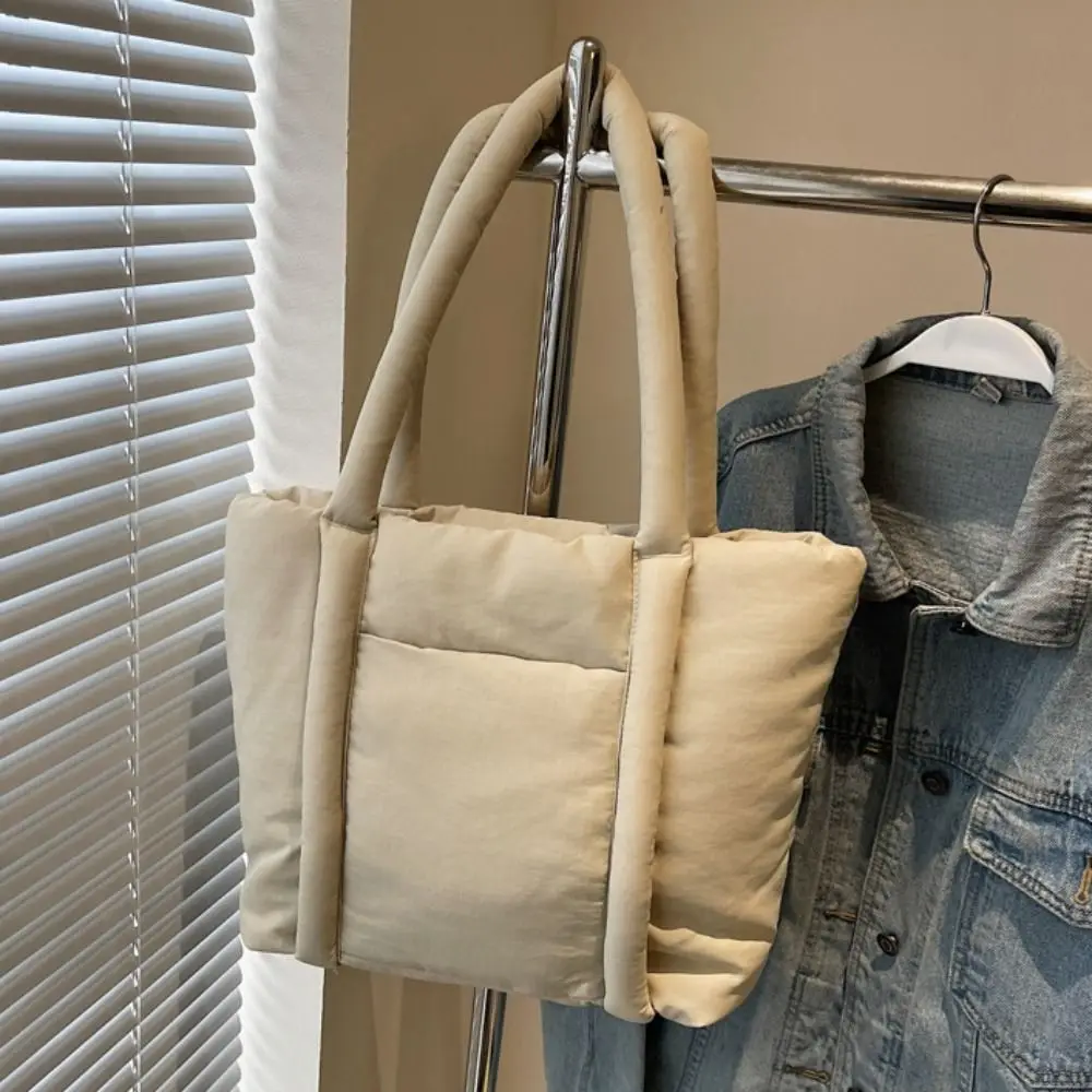 

Корейский стиль, пуховая хлопковая сумка на плечо, большая вместительная легкая пышная сумка через плечо, однотонная космическая хлопковая сумка