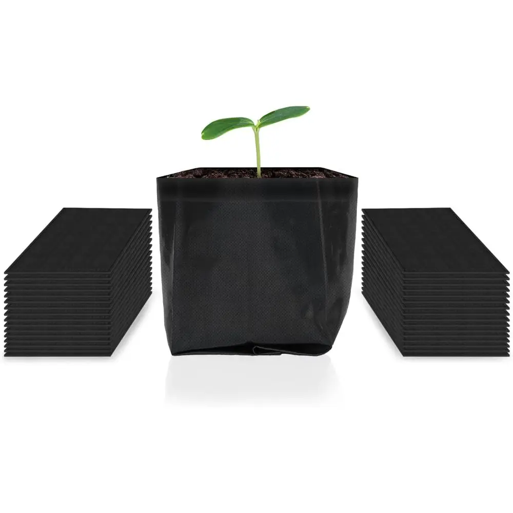 1/2 Gallon Non-Woven Fabric Growing Pouches, 50-Pack Plant Pots for Seed Starting, Soil Transplant, and Home Garden Supply