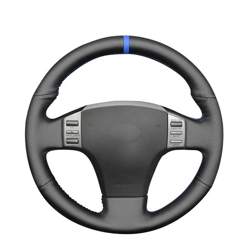 Black Leather Blue Marker Car Steering Wheel Cover for Nissan Skyline V35 2003-2006 Infiniti G35 2004 2005