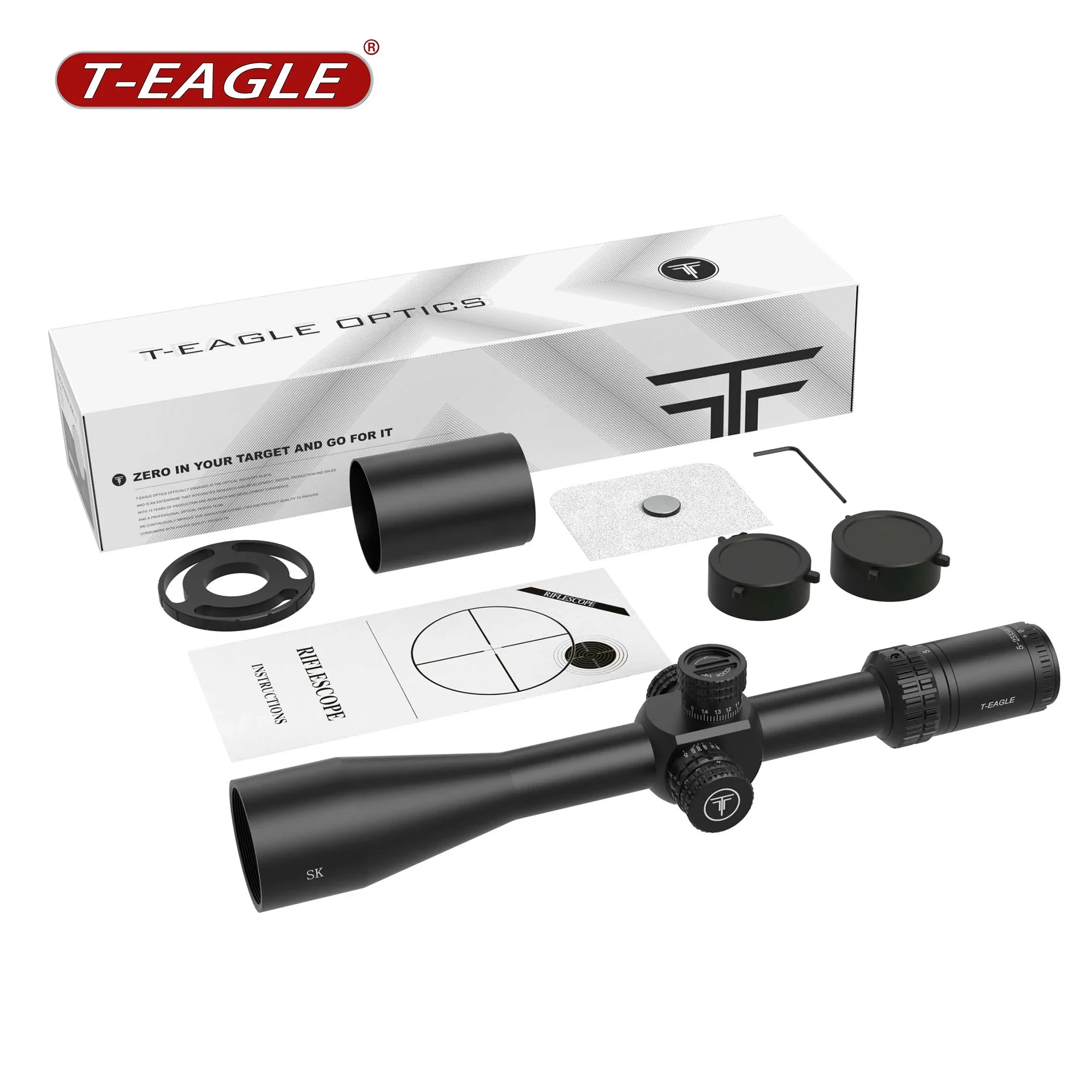 T-EAGLE SK 5-25X50SFIR FFP Caza عجلة كبيرة منظار البندقية التكتيكي للصيد محفورة الزجاج شبكاني نطاق بندقية قناص نطاق Lunetas #6