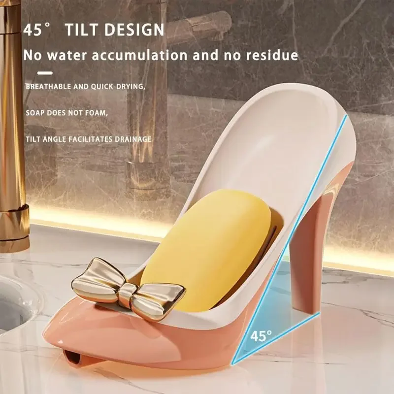 Creative High Heels Soap Box No Hole Drainage Home Bathroom Soap Holder Kitchen Suction Cup Soap Storage Holder