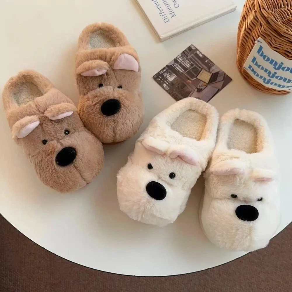 رقيق الشتاء جرو نعال قماش المرتفعات الغربية الكلب الكرتون الدافئة نِعال من الفراء طالب المضادة للانزلاق Y2K شبشب كلب