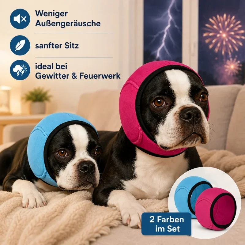 2pcs Noise Cancelling Dog Calming Ear Muffs, Adjustable Sound Dampening Pet Ear Hood, Anti-Anxiety Relief for Thunder Fireworks