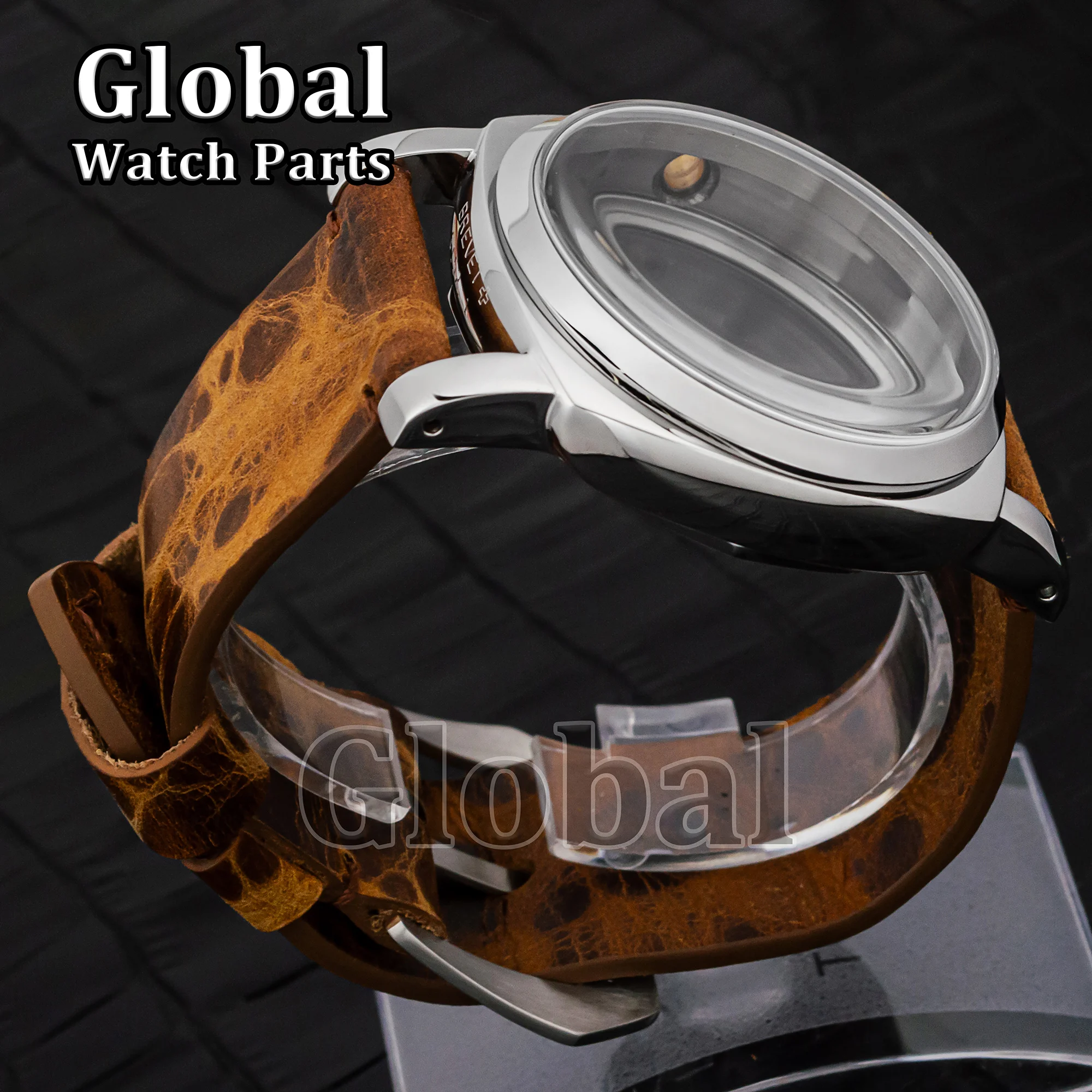 Caja de reloj de acero inoxidable Mod Vintage de 47mm para PAM 6152 ETA6497/6498/ST3600, piezas de repuesto de movimiento mecánico, correa