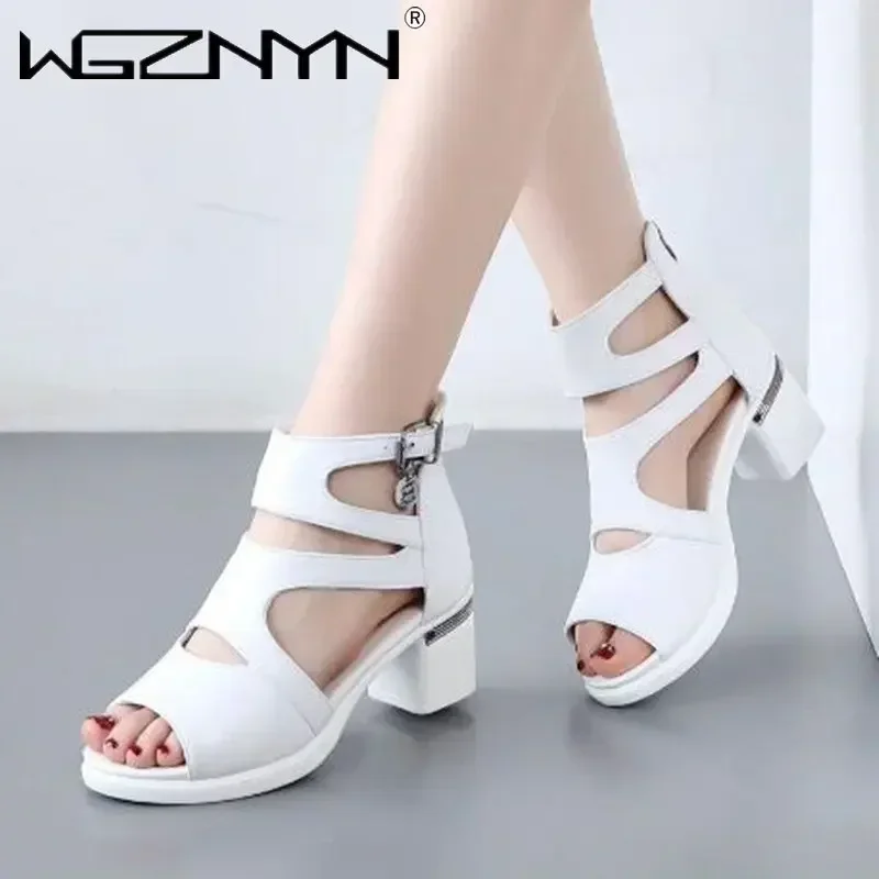 2026 NEW Comfortable Fashion Shoes Women Sandals High Heels Summer Sweet Fashion Wedding Shoes White and Black Handmade Sandals