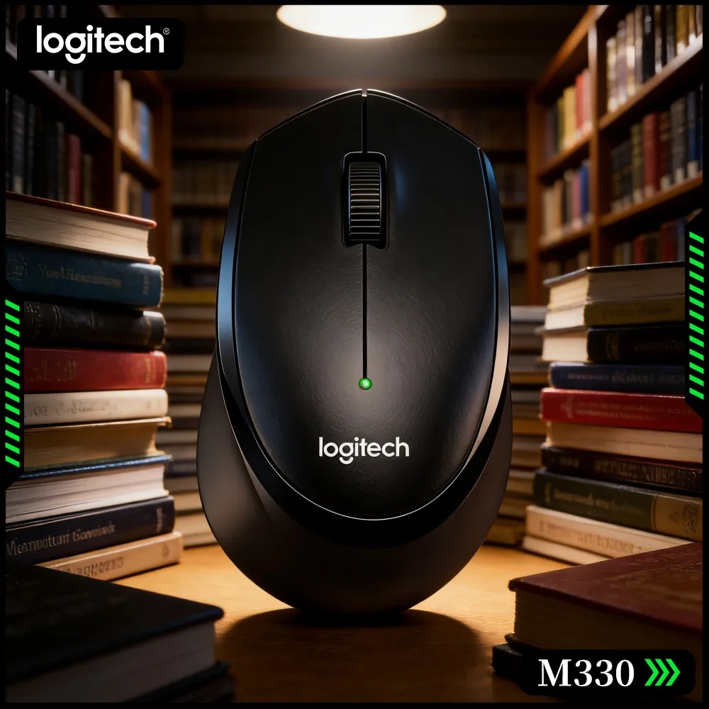 Logitech M330 Wireless Mouse Silent Clicks 2.4Ghz USB Receiver Ergonomic Shape Long-Lasting Slim For Desktop Laptop Home Table