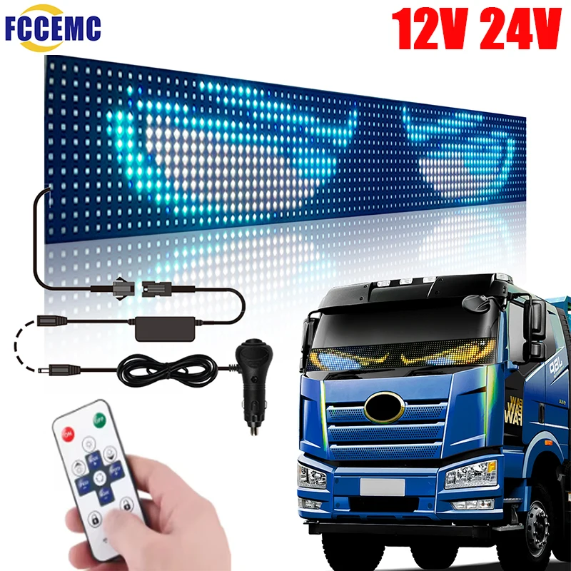 Large Screen Truck Car Devil Eye Light Decoration Board Windshield Animation Display Remote Control Led Ambient Lights 12V 24V