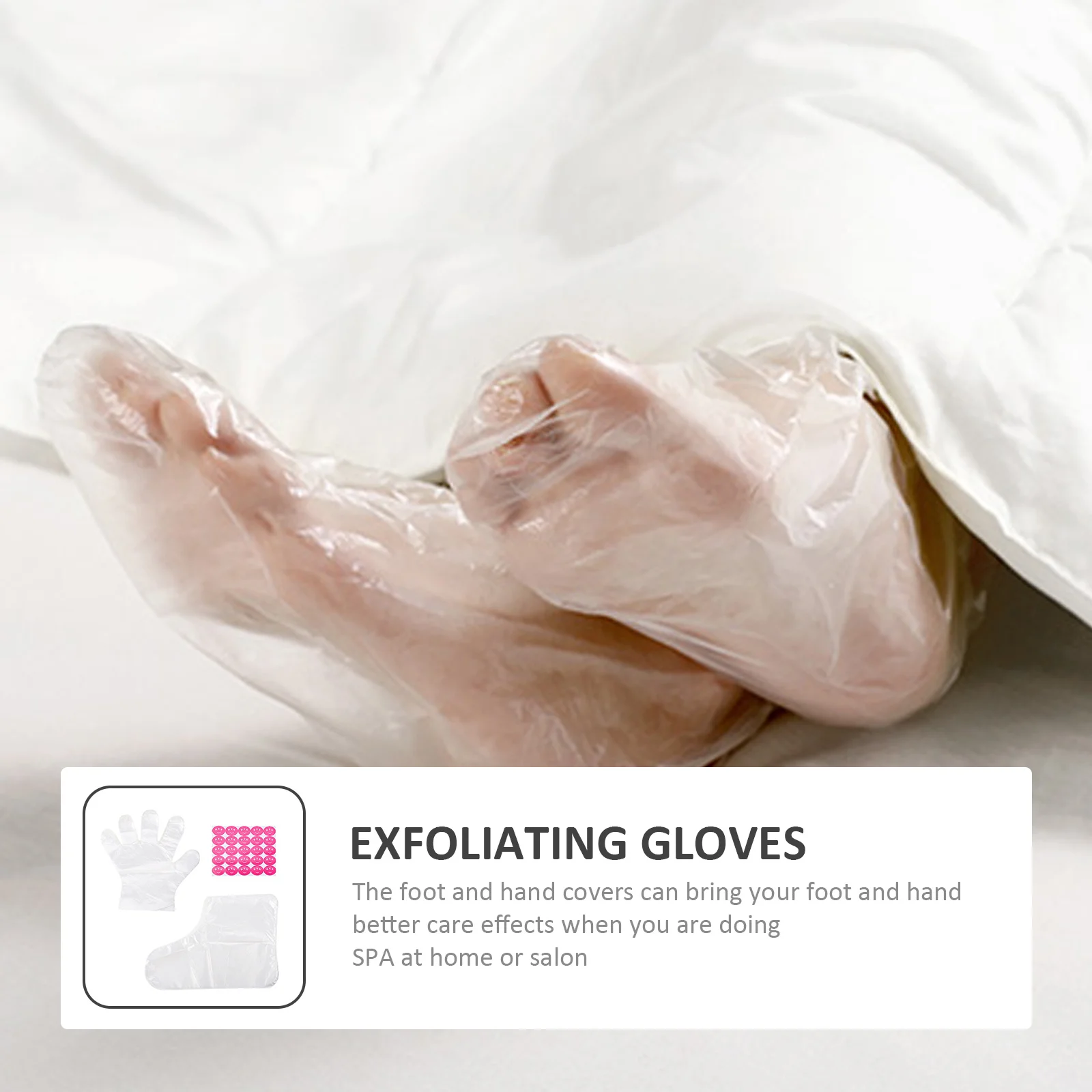 

1Set Hand and Foot Covers Premium Disposable with Fixing Stickers for Home Salon Travel Use Exfoliating Gloves