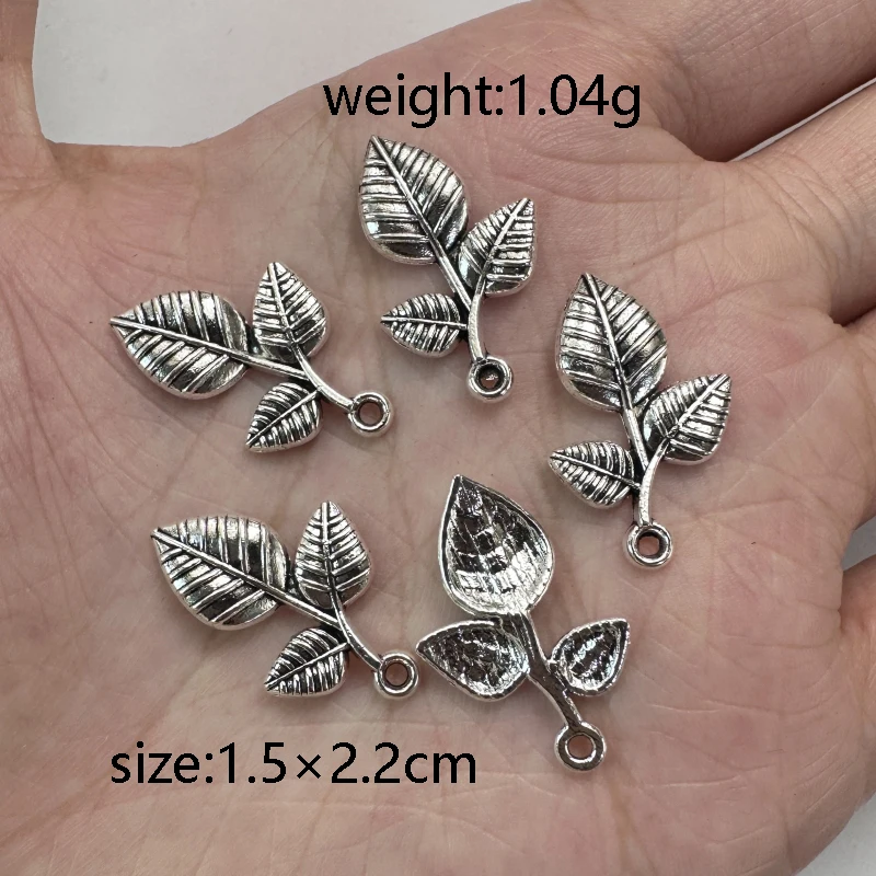 15pcs Classic Silver and Gold Leaf Charm Pendant DIY Handmade Beaded Bracelets Necklaces Jewelry Connectors Accessories