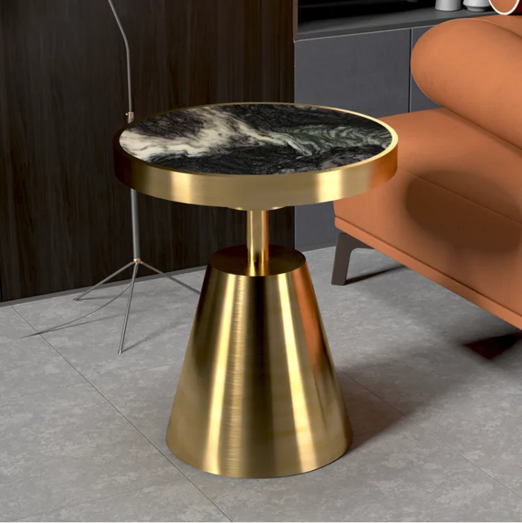 Minimalist Design Luxury Coffee Table Various Tabletop Options Brushed Metal Base Living Room Side Table