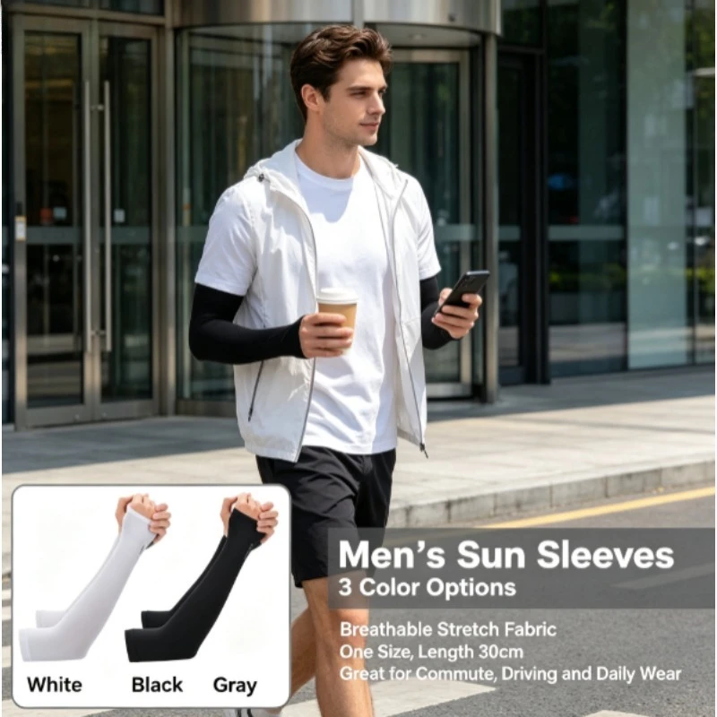 Unisex Ice Silk Cooling Arm Sleeves, Anti UV Sun Protection Arm Guards, Lightweight Sun Covers for Men Working Women Cycling