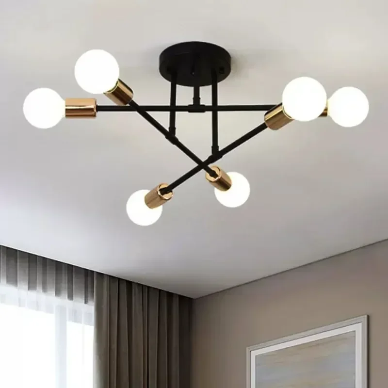 Dropshipping LED Chandelier Modern Semi Black White Gold Lustre Ceiling Light For Dining Living Rooms Bedroom Indoor Decor Lamps