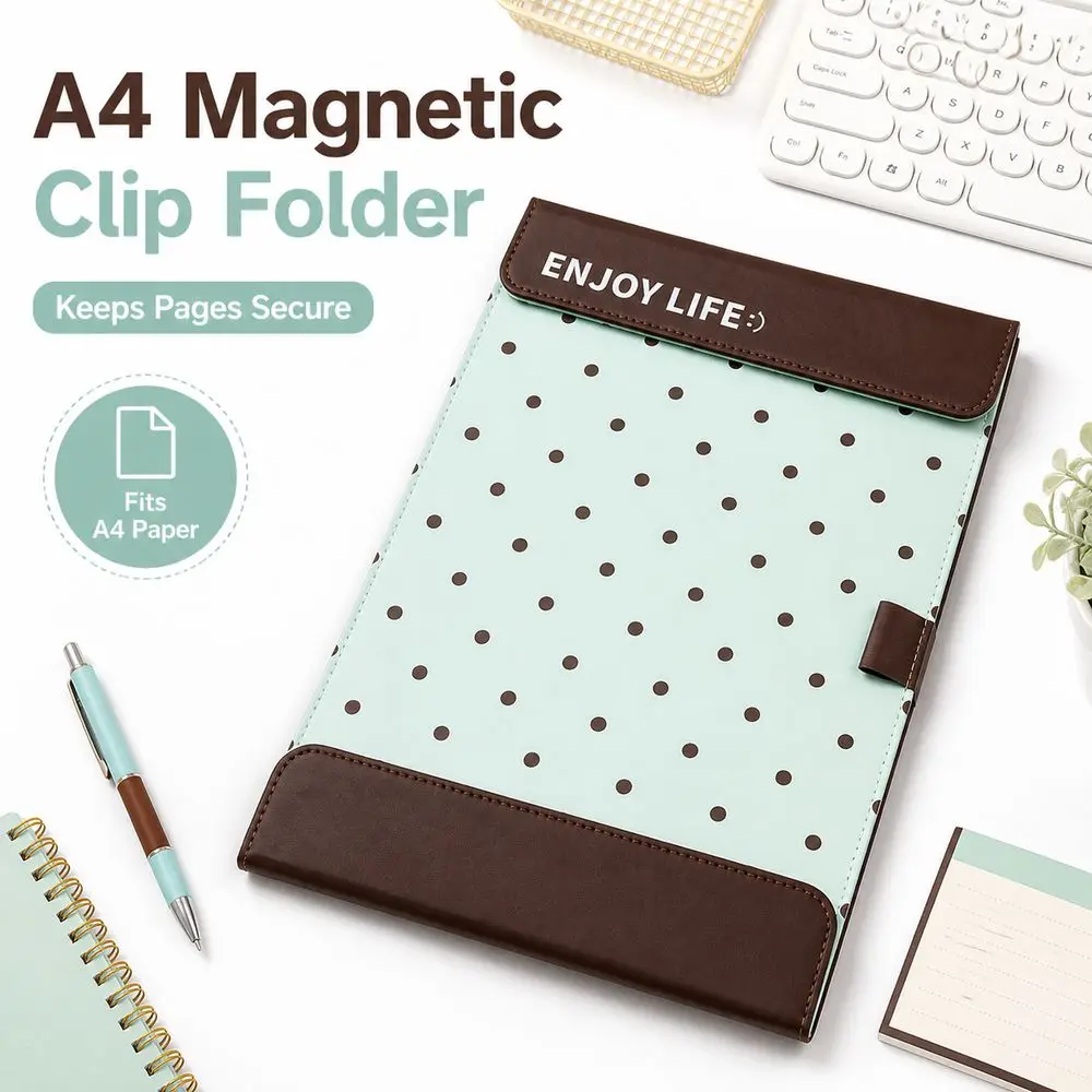 Magnetic Closure Magnetic Clipboard Smooth Writing Surface Colorful Polka Dot Pattern Writing Board Protective Cover