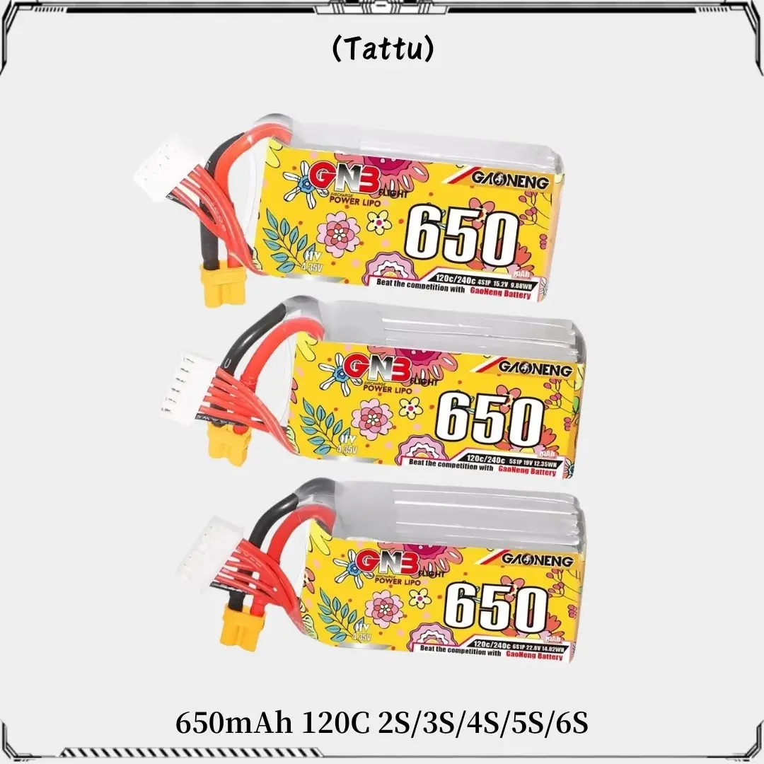 Gaoneng Novo GNB 650mAh 2S 7.6V 3S 11.4V 4S 15.2V 5S 19.0V 6S 22.8V 120C Lipo Bateria Com Plugue XT30 para RC FPV Racing Drone