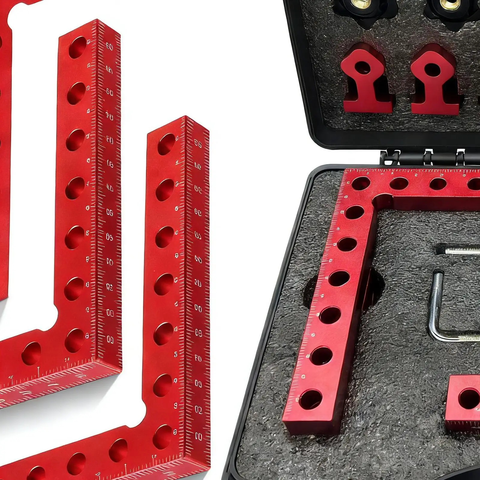 

90 Degree Corner Clamps Aluminum Alloy Right Angle Framing Jig 90 Degree Positioning Squares For Woodworking Drawers Cabinets