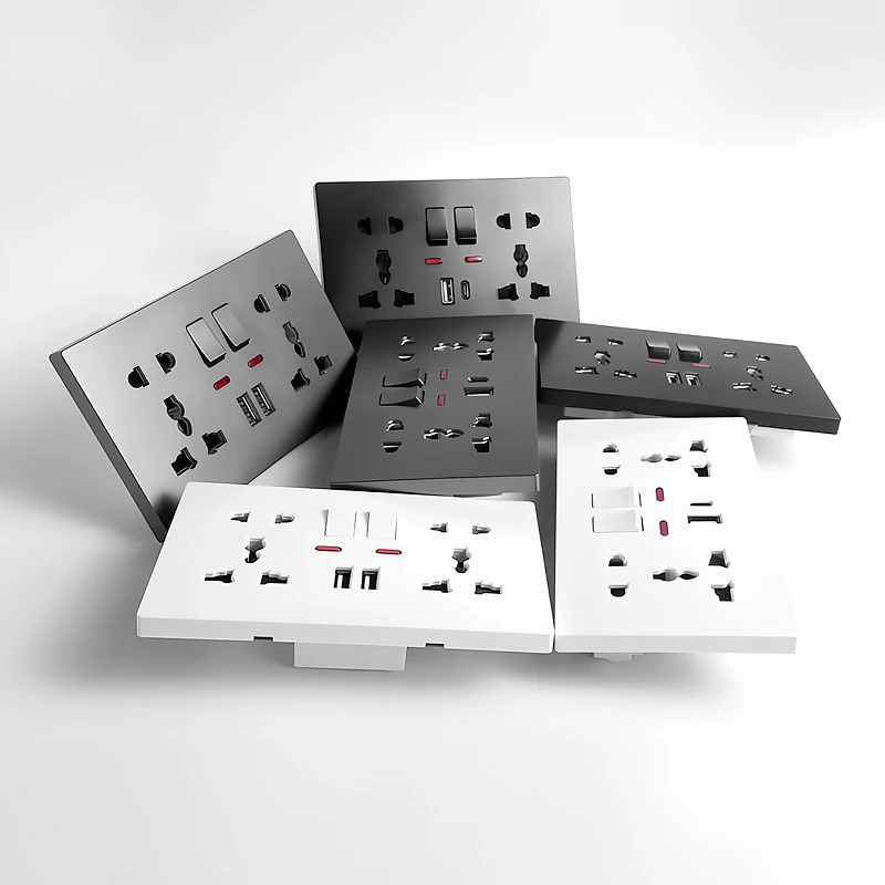 مقبس حائط عالمي مع شاحن USB-C وUSB، مخرج طاقة 2 عصابة مع مفاتيح، حامل تيار متردد 110–250 فولت للاستخدام المنزلي والمكاتب #6