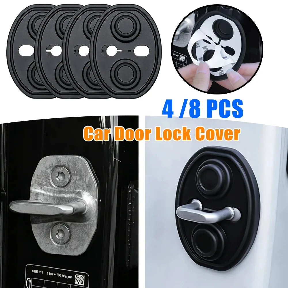Car Door Lock Cover Silicone Protection Pad Noise Reduction Shock Absorption Universal Lock Sleeve Easy Install