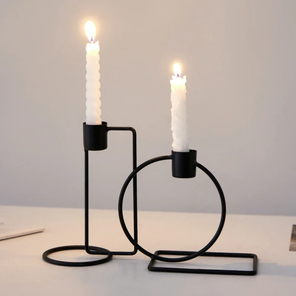 Geometric Line Single Arm Metal Candle Holder Minimalist Candlestick Home Desktop Dining Wedding Table Decorative Accent Gift