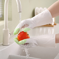 1Pair Silicone Cleaning Gloves Dishwashing Cleaning Gloves Scrubber Dish Washing Sponge Rubber Gloves Cleaning Tools 32cm