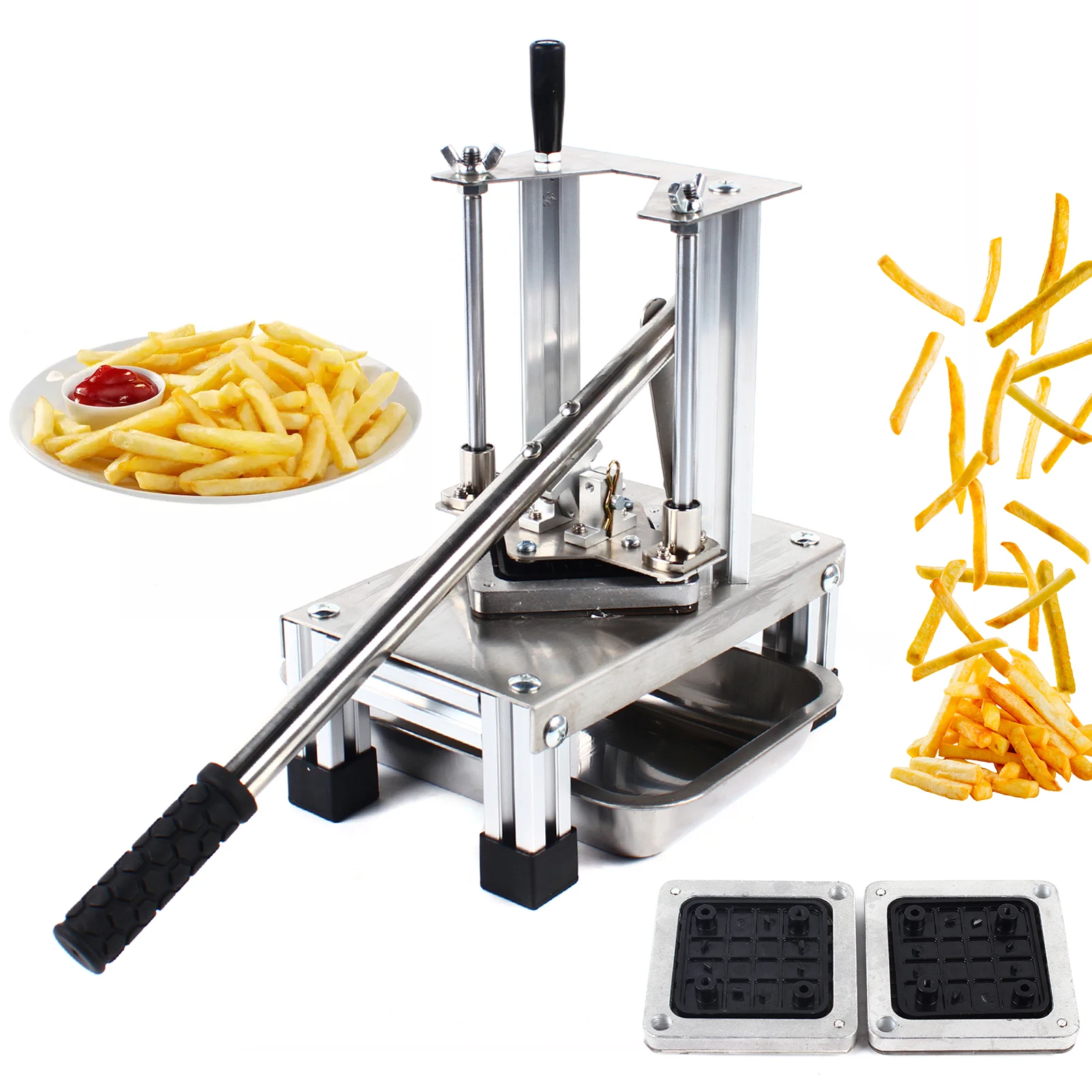 Potato Cutter French Fries Cutting Machine with Extended Handle+3-blades