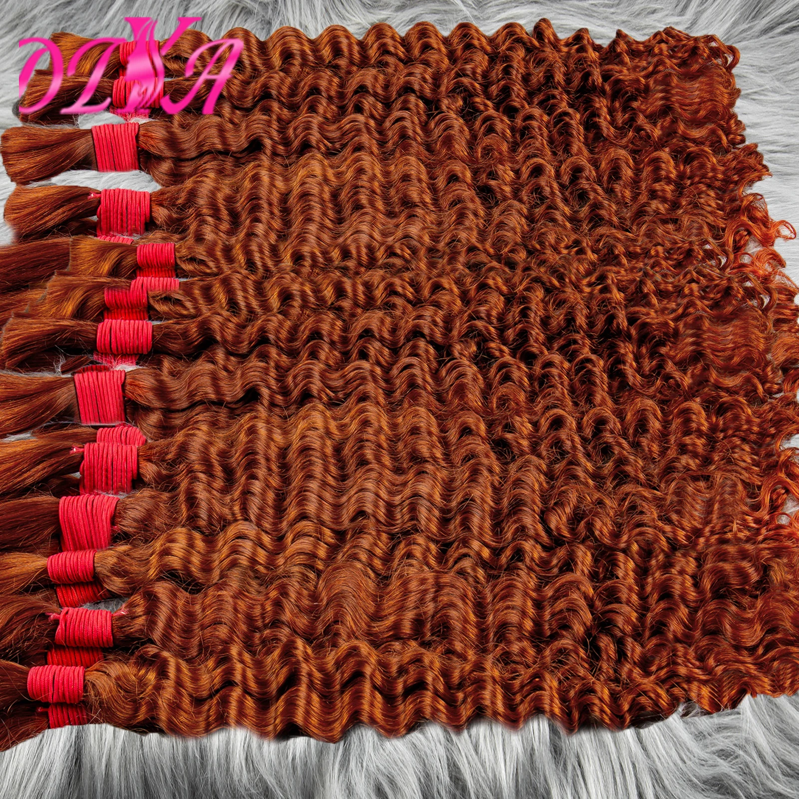 100% ที่ยังไม่ได้ผมมนุษย์ Braiding ผมไม่มี Weft ขิงสีส้ม Curly Bulk Human Hair สําหรับ Braiding Deep Wave มนุษย์ Braiding Hair