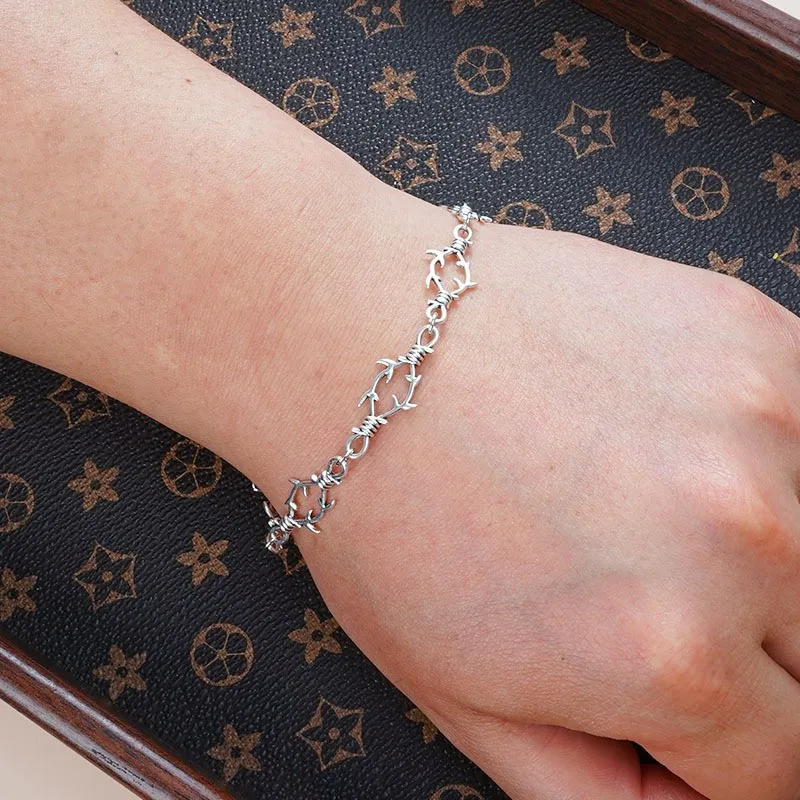 Silver Color Geometric New Barbed Wire Choker Necklace for Women Men Gothic Punk Thorn Chain Necklaces Hip Hop Y2K Jewelry Gift