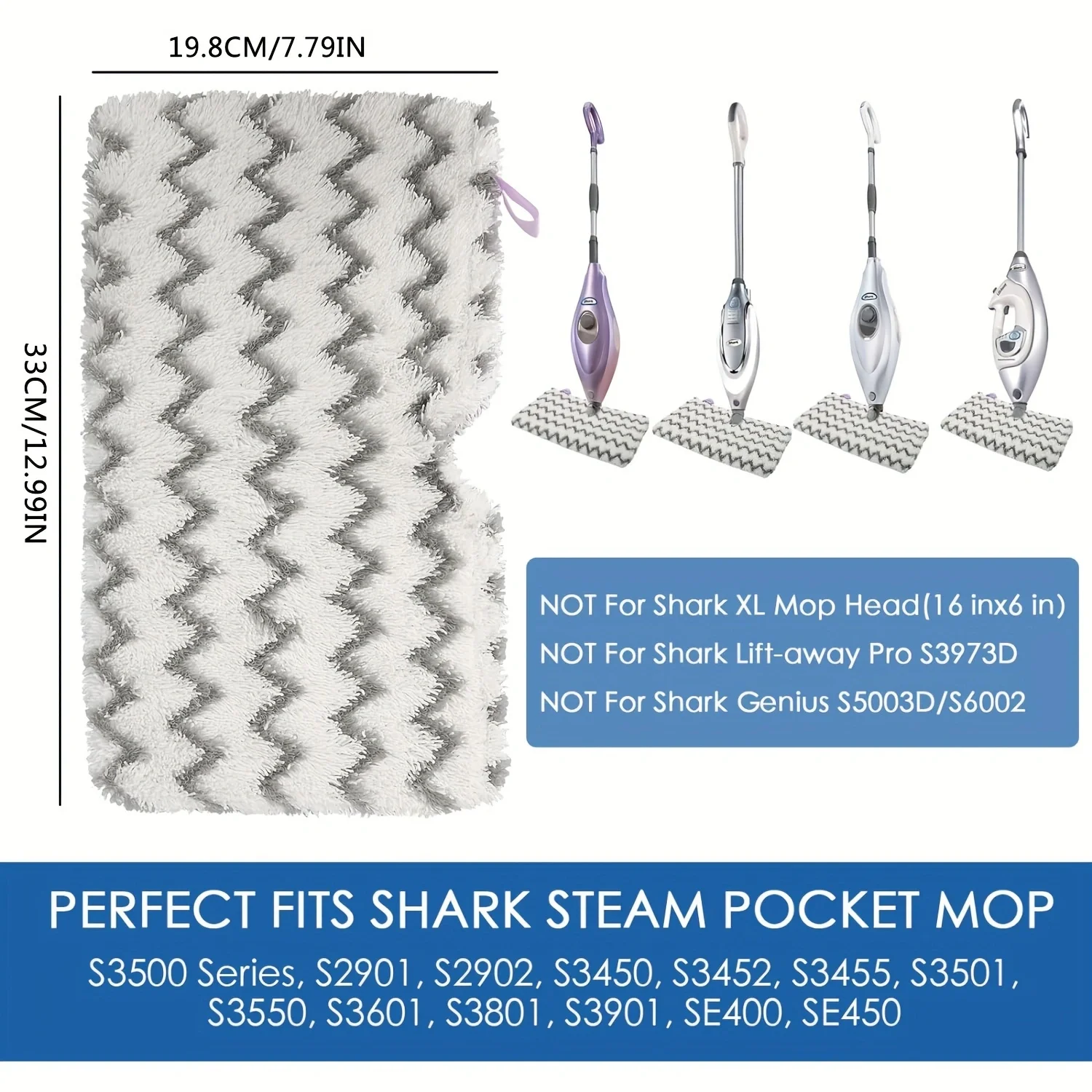 وسادات ممسحة بخارية مطورة (عبوة من قطعتين) لـ Shark S3501/S3601/S2901 إلخ. - متوافق مع جميع الأرضيات الصلبة