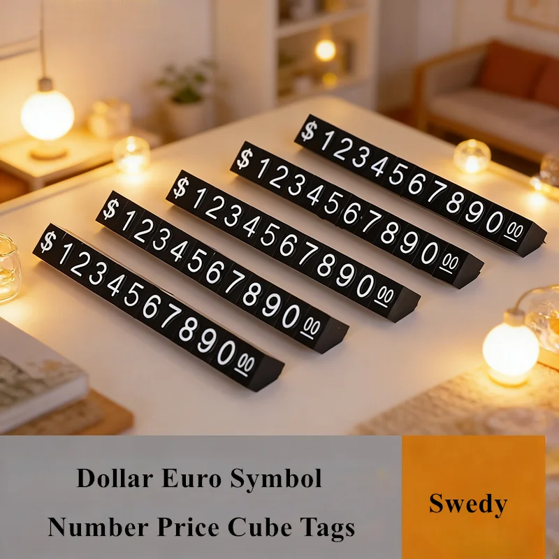 30 Sets 4x6mm Jewelry Price Display Cube Number Letter Price Tags Adjustable Dollar Pricing Label Display Stand Block Kit