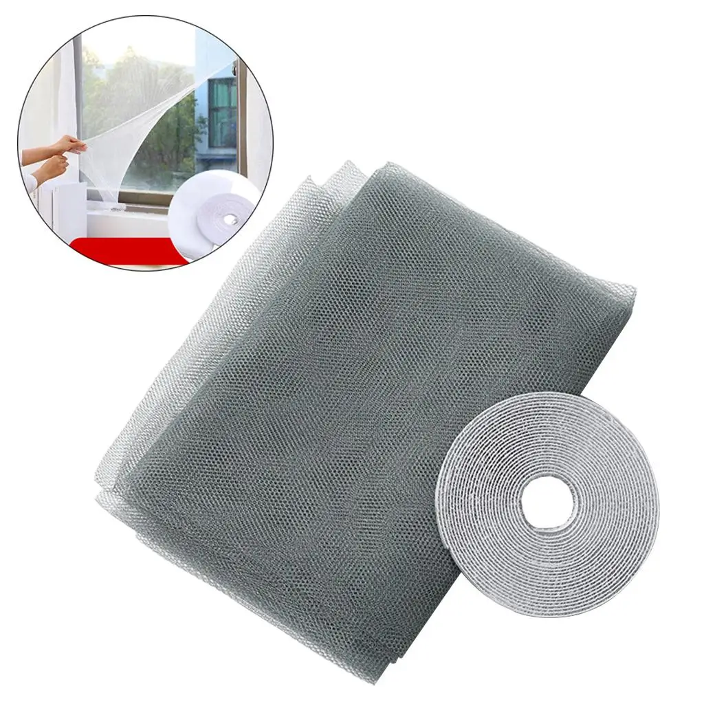 2xWindow Fly Screen Net Shield para Windows DIY Tamanho Cinza 1,3x1,5m
