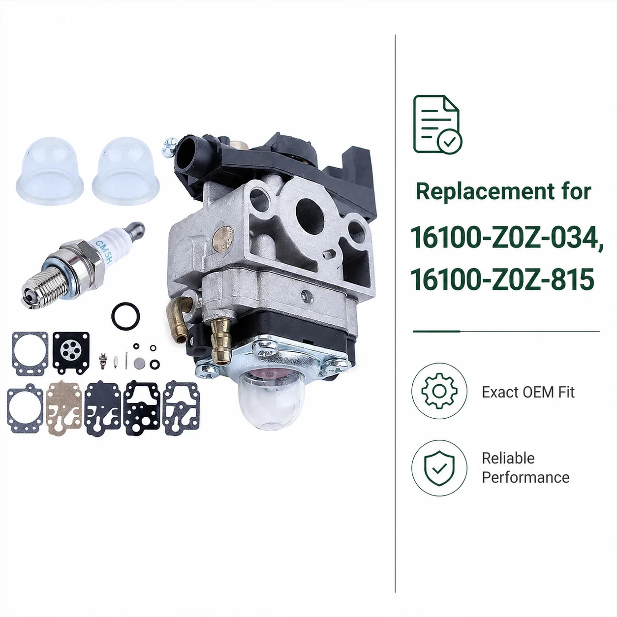 Carburetor Repair Kit Spark Plug Primer Bulb For Honda GX35 GX35NT HHT35 HHT35S HHB25 HHH25 4-Stroke Trimmer 16100-Z0Z-815