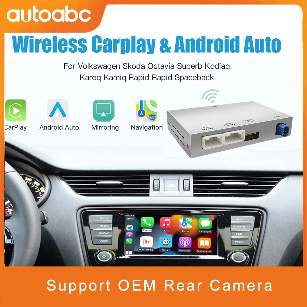 Drahtlose Carplay Android Auto Tech Box gießen Für VW Touran Skoda Octavia A5 Golf A7 Polo Passat B8 MIB MIB2 Spiegel Link