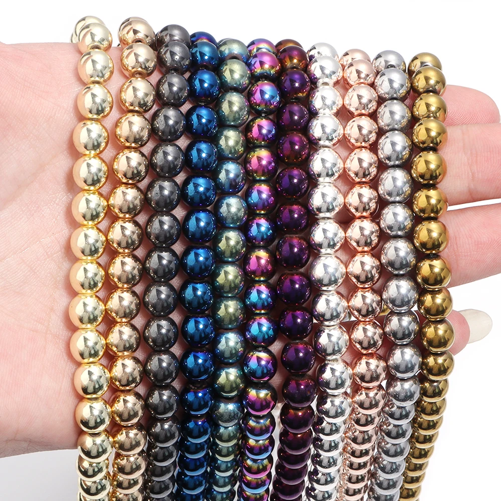 1 Strand Natural Hematite Stone Beads Multicolor 2-10mm Spacer Stone Bead do tworzenia biżuterii Ręcznie robiona bransoletka DIY Naszyjnik