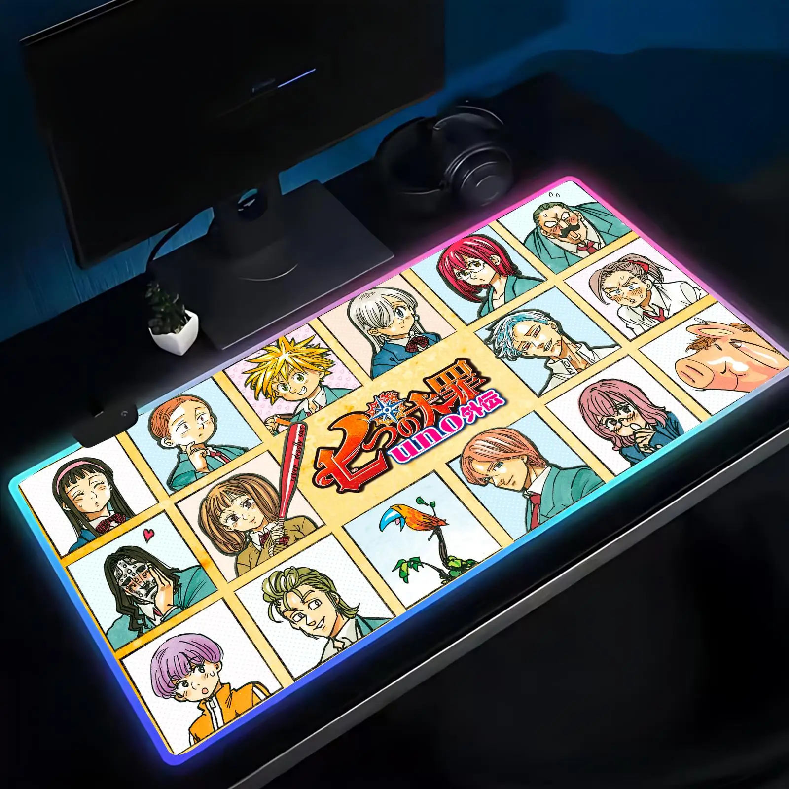 The Seven Deadly Sins Mouse Pad RGB Large Gaming Mouse Pad LED Backlit Desk Mat,Game And Office