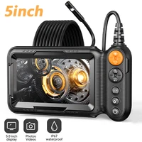 Endoscopio Industrial de pantalla grande IPS de 5 "", 8mm, 1080P, HD, doble lente, IP67, impermeable, Cable semirrígido, cámara de inspección de tuberías
