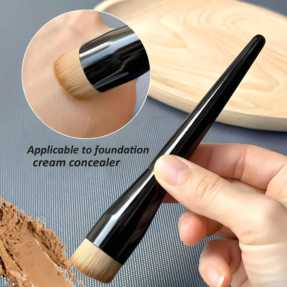 1 Foundation Brush Flat Top Brush, Contour Brush, Angled Blush Brush, Professional Makeup Brush for Blending Liquids, Creams, An