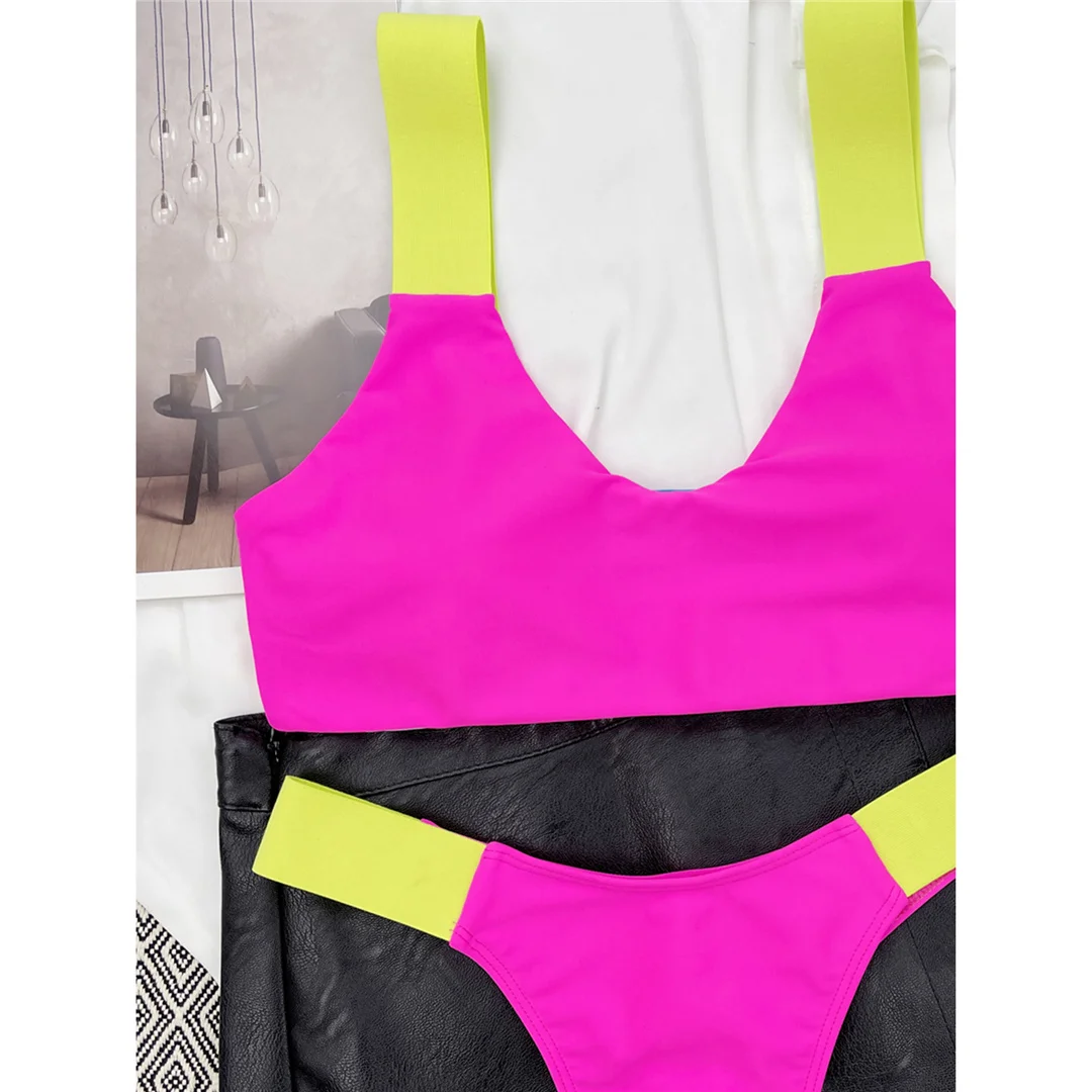 Neuer, hoch geschnittener Bikini mit Tanga-Design, Damen-Badeanzug, zweiteiliges Bikini-Set, Badebekleidung, Damen-Badeanzug, V3815 – Detail 11