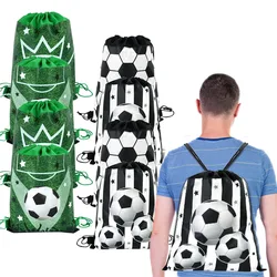 3-10Pcs Football SoccerTheme Gift Bags Non-woven Drawstring Goodie Bag Backpack Kids Sport Birthday Party Favors Decor Supplies